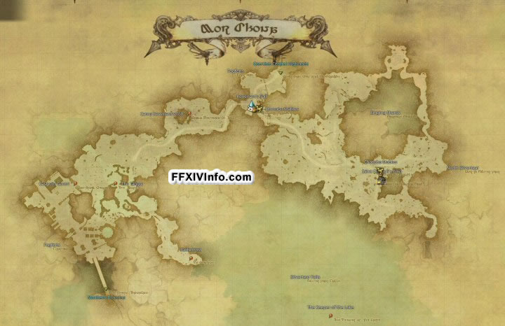 Map of The Mor Dhona in FFXIV: 