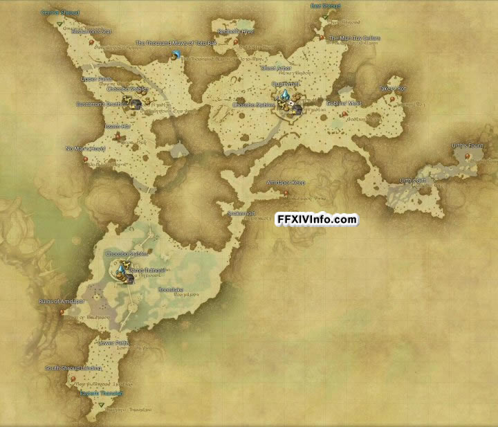 Map of The South Shroud in FFXIV: 