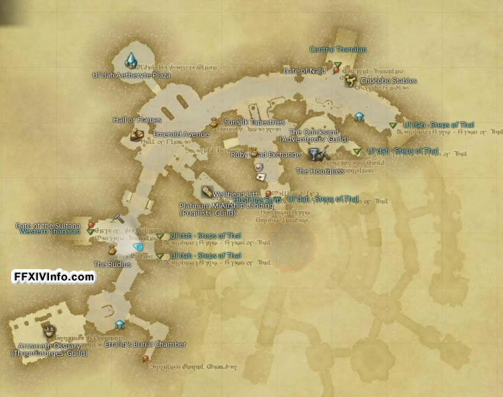 Map of The Uldah in FFXIV: 