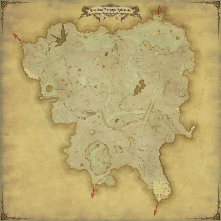 Map of The Coerthas Western Highlands in FFXIV: 