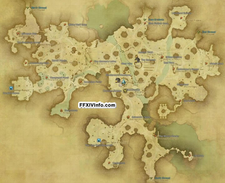 Map of The Central Shroud in FFXIV: 