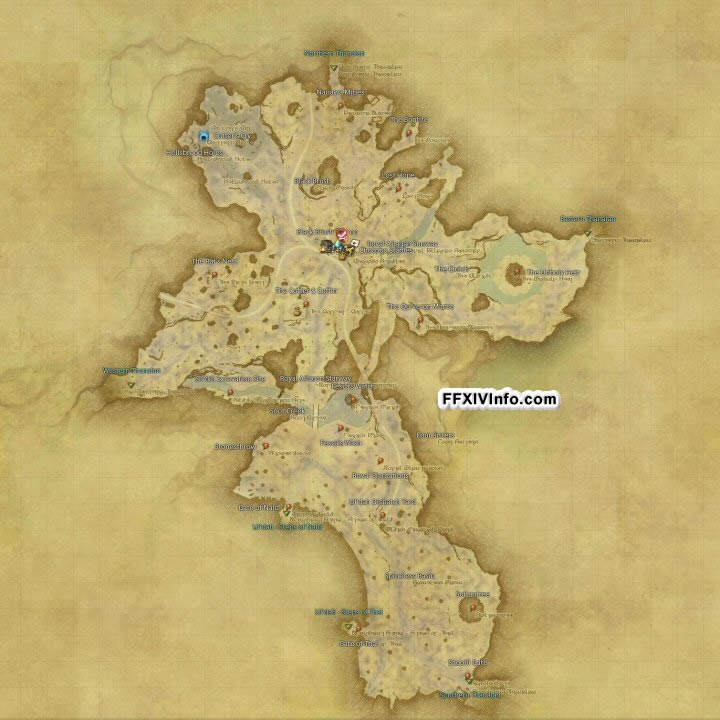 Map of The Central Thanalan in FFXIV: 