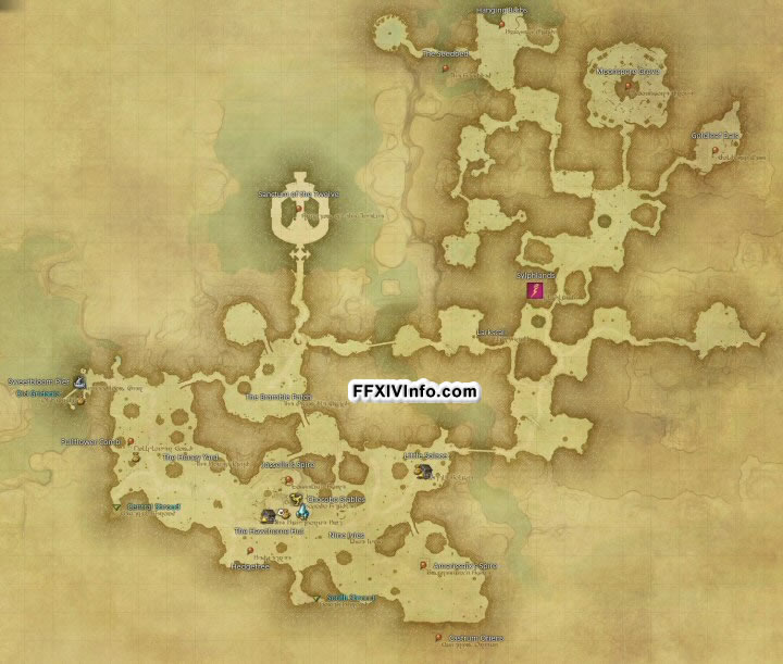 Map of The East Shroud in FFXIV: 
