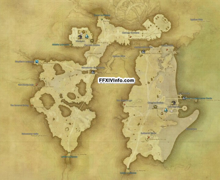 Map of The Eastern La Noscea in FFXIV: 