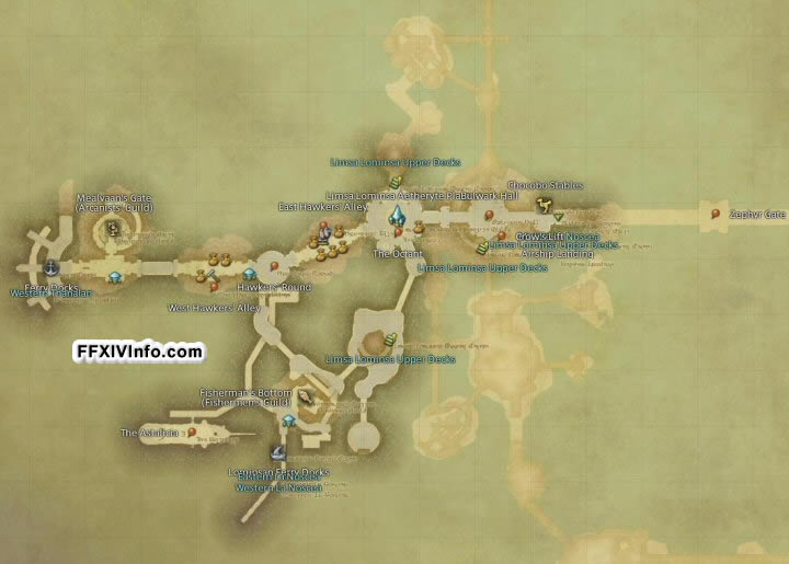 Map of The Limsa Lominsa in FFXIV: 