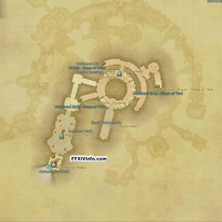Map of The Uldah in FFXIV: