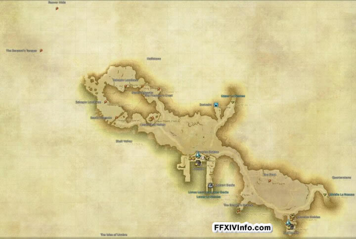 Map of The Western La Noscea in FFXIV: 