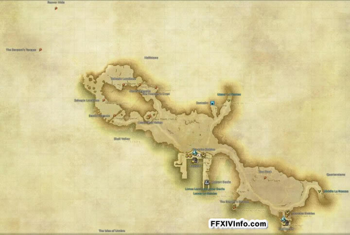 Map of The Western La Noscea in FFXIV: