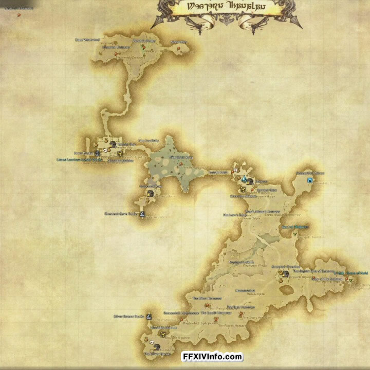 Map of The Western Thanalan in FFXIV: