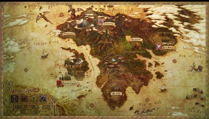 Map of The Eorzea in FFXIV: